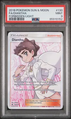 2018 POKEMON SUN & MOON FORBIDDEN LIGHT #130 FULL ART/DIANTHA PSA 9 - Image 1