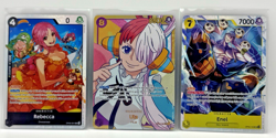 One Piece TCG Lot of 3 - Uta OP-02, Enel OP-05, Rebecca OP-05 - Image 1