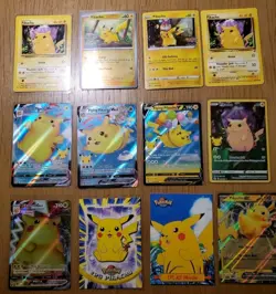 Pokemon Pikachu Assorted Lot - 12 Cards - Assorted Sets - No Doubles - Image 1