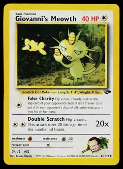 Pokemon Card Gym Challenge Giovanni's Meowth 43/132 Uncommon - Image 1