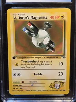 Lt. Surge's Magnemite 80/132 1st Edition Gym Heroes Pokemon CGC 9.5 Gem Mint - Image 2