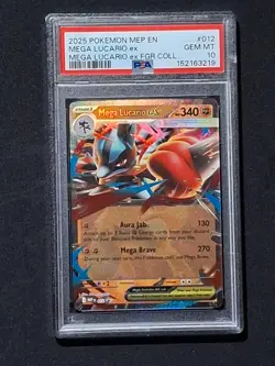2025 POKEMON MEP EN-ME BLACK STAR PROMO #012 - MEGA LUCARIO EX - PSA 10 - Image 1