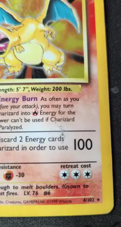 Charizard 4/102 Holo Rare - Base Set - Pokemon TCG - *Damaged* - Image 5