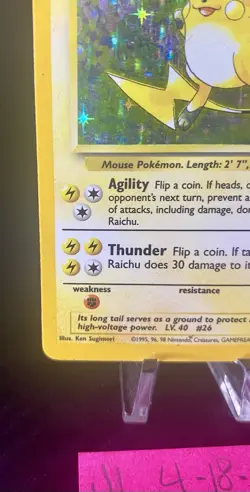 Pokemon Raichu Holo Rare Base Set 14/102 WotC 1999 Vintage - Image 3