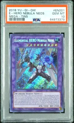 Yugioh PSA 10 Gem Mint 2018 Elemental HERO Nebula Neos CT15-EN101 LE Secret Rare - Image 1