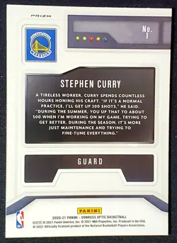 2020-21 Panini Optic T-Minus Silver Holo Prizm SP Stephen Curry #1 Warriors - Image 2