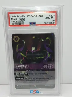 PSA 10!!! Maleficent - Mistress of All Evil Disney Lorcana Enchanted #209 EN 3 - Image 2