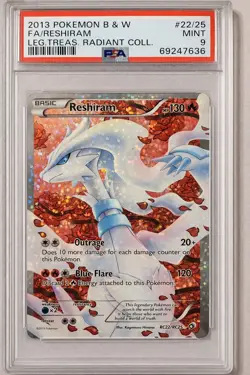 PSA 9 Reshiram RC22/RC25 - 2013 BW Legenadary Treasures Full Art Pokemon Card - Image 1