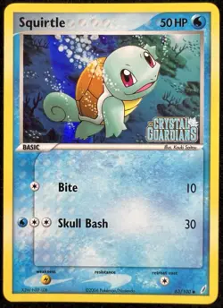 Squirtle 63/100 Crystal Guardians Reverse Holo Stamped Pokemon Card - NM/LP - Image 1