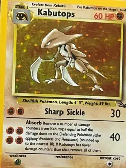 Kabutops 9/62 Fossil Unlimited Holo Rare 1999 WOTC Pokemon TCG Card LP - Image 3