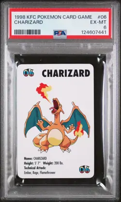 1998 KFC POKEMON CARD GAME #06 CHARIZARD PSA 6 - Image 1