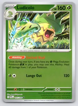 Pokemon Ludicolo - ME02: Phantasmal Flames PFL Reverse Holo 007/094 NM - Image 1