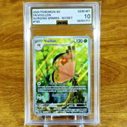 Pokemon Surging Sparks Vivillon 193/191 AGS Gem-MT 10 FA Holo Secret Rare 2024 - Image 1