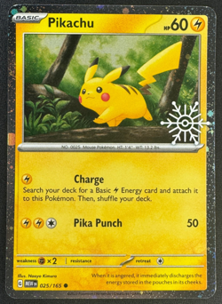 PIKACHU 025/165 NM COMMON FESTIVE STAMPED HOLIDAY CALENDAR POKEMON 2025 - Image 1