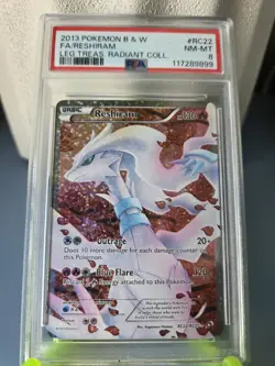 Reshiram Full Art PSA 8 – 2013 Pokemon Legendary Treasures RC22 – Radiant NM-MT - Image 1