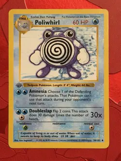 Pokemon TCG Poliwhirl Base Set Shadowless 1st Edition 38/102 Uncommon - Image 1
