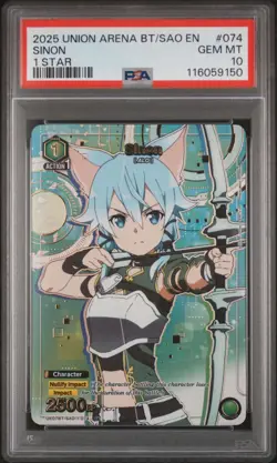 Union Arena TCG Sinon 074 Alt Art Holo PSA 10 Gem Mint CCG SAO - Image 1