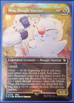 MTG English Mog, Moogle Warrior (Borderless) (Chocobo Track Foil) NM Foil - Image 1