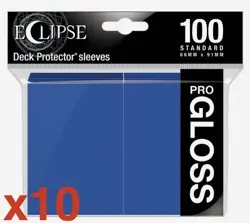 UltraPRO Eclipse Gloss Blue Deck Protector Card Sleeves Standard Size 1000ct - Image 1