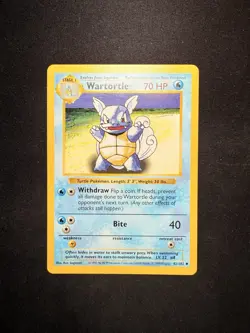 Pokemon Wartortle 42/102 Shadowless Set Uncommon 1999 70 HP Stage 1 Card Wizards - Image 1