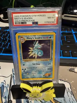 Pokemon Gym Heroes Misty's Seadra Prerelease PSA 8 - Image 1