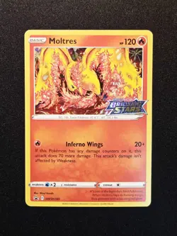 Moltres SWSH185 Rare Promo Stamped (2022) Brilliant Stars Black Star Pokemon TCG - Image 1