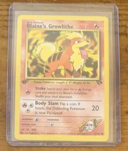 Pokemon Blaine’s Growlithe #62/132 Gym Challenge Non Holo 1st Edition Vintage - Image 1