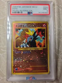 2000 Pokemon Japanese Neo 2 Promo Reverse Foil #244 Entei PSA 9 MINT - Image 1