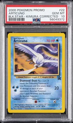 2000 POKEMON PROMO BLACK STAR NAOYO KIMURA CORRECTED #22 ARTICUNO PSA 10 - Image 1