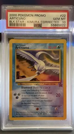 2000 POKEMON PROMO BLACK STAR NAOYO KIMURA CORRECTED #22 ARTICUNO PSA 10 - Image 1