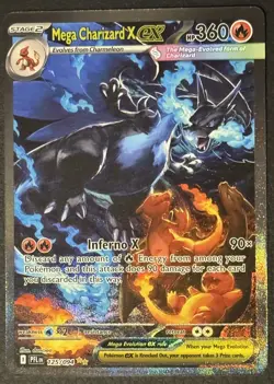 MEGA CHARIZARD X EX 125/094 SIR PHANTASMAL FLAMES RAW CHASE CARD - Image 1