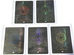 Phyrexia Oil Slick Raised FOIL Basic Land Set - 5 Cards - Image 1