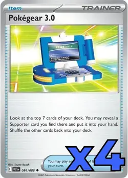4x Pokegear 3.0 084/086 Sv: Black Bolt PLAYSET x4 - Pokemon TCG - NM - Image 1