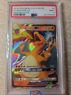2019 Pokemon SM Hidden Fates Charizard GX #9/68 PSA 9 - Image 1