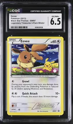 CGC 6.5 Eevee BW97 Legendary Treasures 3-pack Blister Pokemon Card - Image 1