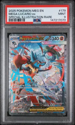 2025 POKEMON MEG EN-MEGA EVOLUTION #179 MEGA LUCARIO EX PSA 9 - Image 1