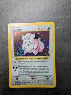 Pokemon TCG Clefairy Base Set Holo Unlimited Rare Card 5/102 LP/NM Condition - Image 1