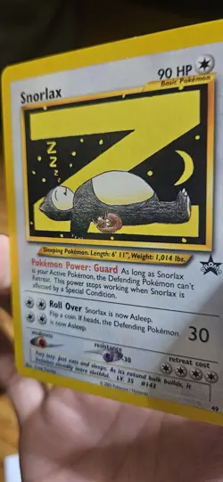 Pokemon TCG Snorlax 49/53 Wotc Promo Regular 90 HP Basic Promo Card English - Image 2