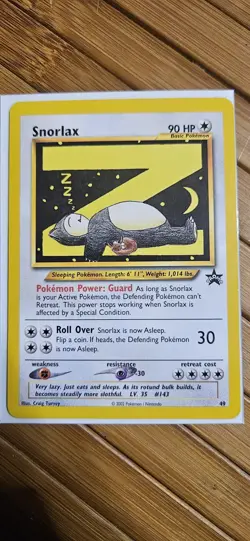 Pokemon TCG Snorlax 49/53 Wotc Promo Regular 90 HP Basic Promo Card English - Image 3