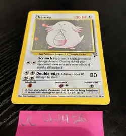 Pokemon TCG Base Set 2 Chansey Holo Card 3/130 Vintage FREE SHIP - Image 3