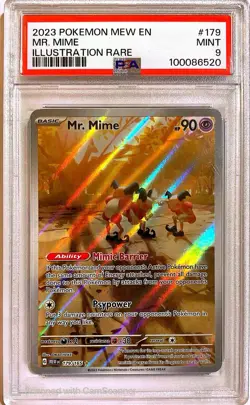 Pokemon TCG 2023 Mr. Mime 179/165 Scarlet & Violet Illustration Rare Holo PSA 9 - Image 1