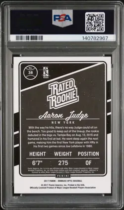 2017 PANINI DONRUSS OPTIC AARON JUDGE #38 PSA 10 GEM MINT - Image 2