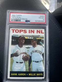 1964 Topps In NL Hank Aaron / Willie Mays #423 – PSA 4 VG-EX – HOF - Image 1