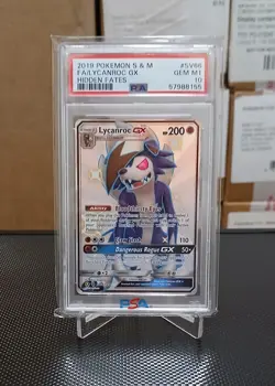 2019 POKEMON SUN & MOON HIDDEN FATES #SV66 FULL ART/LYCANROC GX PSA 10 - Image 1