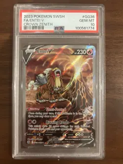 Pokemon Entei v TCG Full Art Ultra Rare Holo Card GG36/GG70 Crown Zenith PSA 10 - Image 1