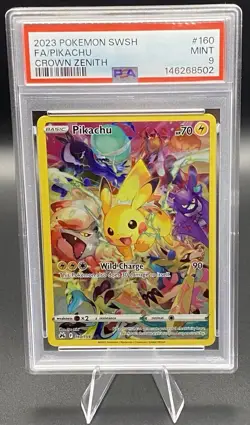 Pokemon Pikachu Secret Rare Full Art 160/159 Crown Zenith Holo PSA 9 2023 - Image 1