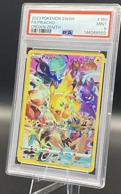 Pokemon Pikachu Secret Rare Full Art 160/159 Crown Zenith Holo PSA 9 2023 - Image 2