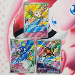 Rowlett 043 + Litten 044 + Popplio 045 - First Partner Pokemon Cards #L409 - Image 1