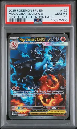 2025 POKEMON PFL EN-PHANTASMAL FLAMES #125 MEGA CHARIZARD X EX PSA 10 - Image 1
