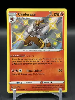 Pokemon Cinderace Shiny Holo Rare SV017/SV122 Shining Fates Stage 2 170 HP - Image 1